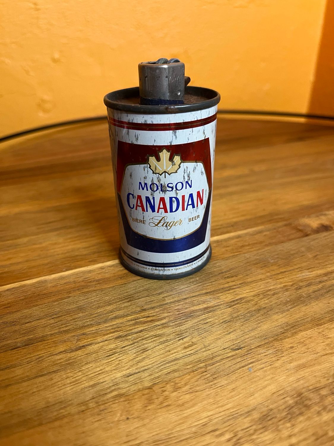 Molson Canadian Lager Beer Can Disposable Lighter Holder Table Lighter Base