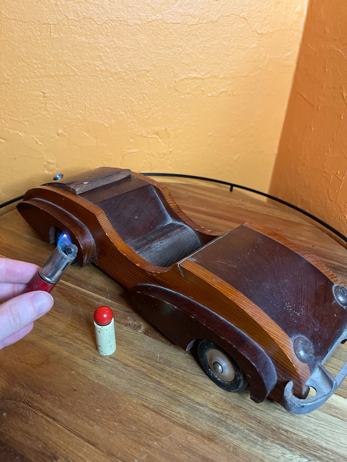 Wooden Car Table Lighter Cigarette Holder Ashtray Combo