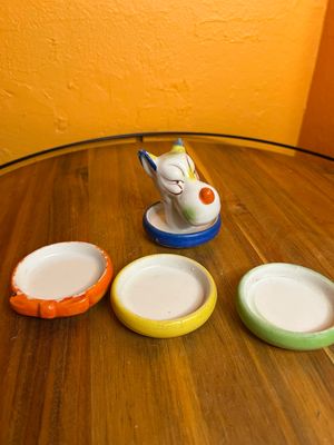 Clown Dog Stacking Ceramic Ashtray Set