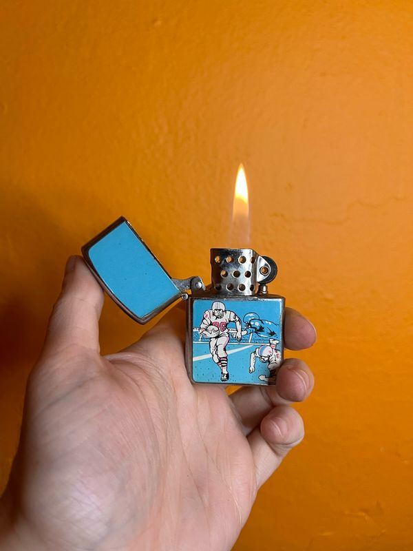 Blue Football Flip Top Lighter
