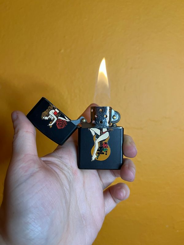 Rose Guitar Woman Flip Top Lighter