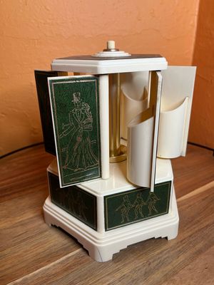 Green Midcentury Debutante Ball Musical Carousel Cigarette Dispenser