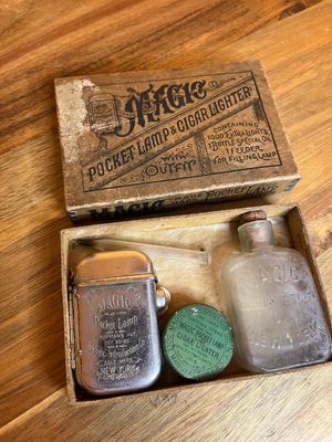 1800s Magic Pocket Lamp Cigar Lighter Original Box Set AS IS