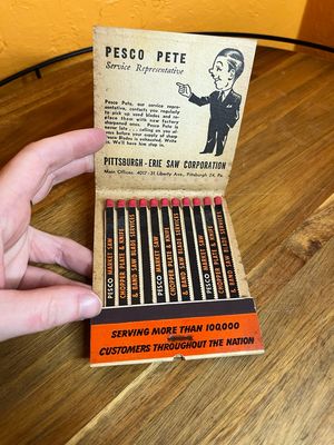 Pesco Pittsburgh Erie Saw Corporation Jumbo Front Strike Feature Matchbook