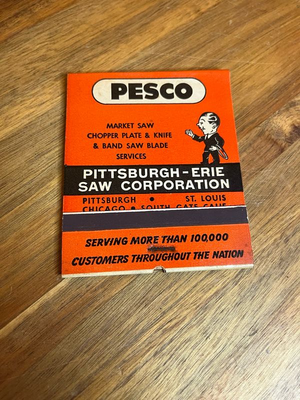 Pesco Pittsburgh Erie Saw Corporation Jumbo Front Strike Feature Matchbook
