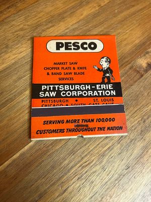 Pesco Pittsburgh Erie Saw Corporation Jumbo Front Strike Feature Matchbook