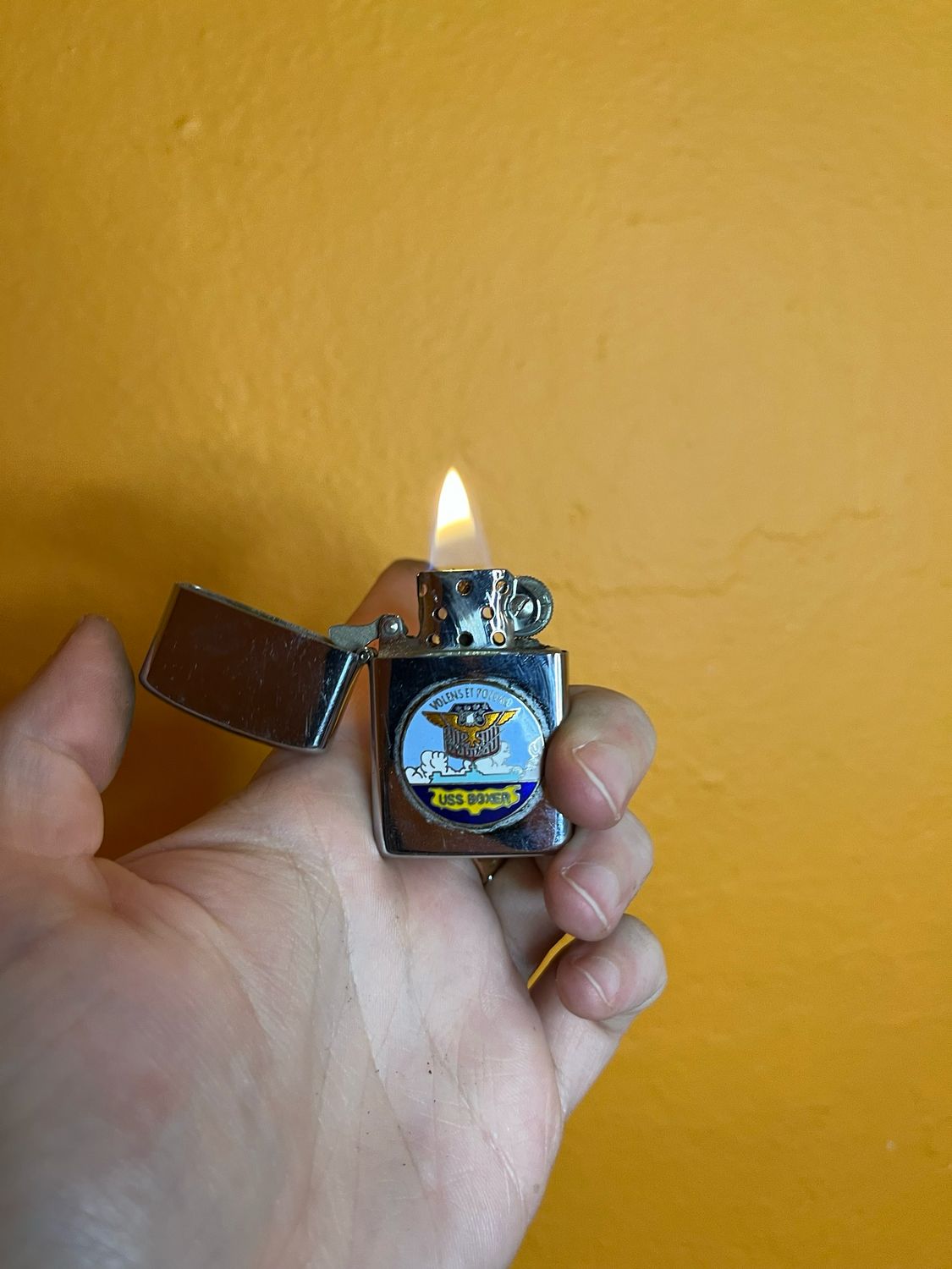 USS Boxer Volens Et Potano Military Flip Top Lighter