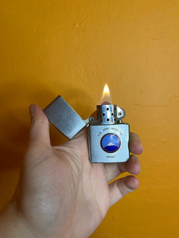 1956 US Army Hospital 6168 Sagami Ono Japan Flip Top Lighter
