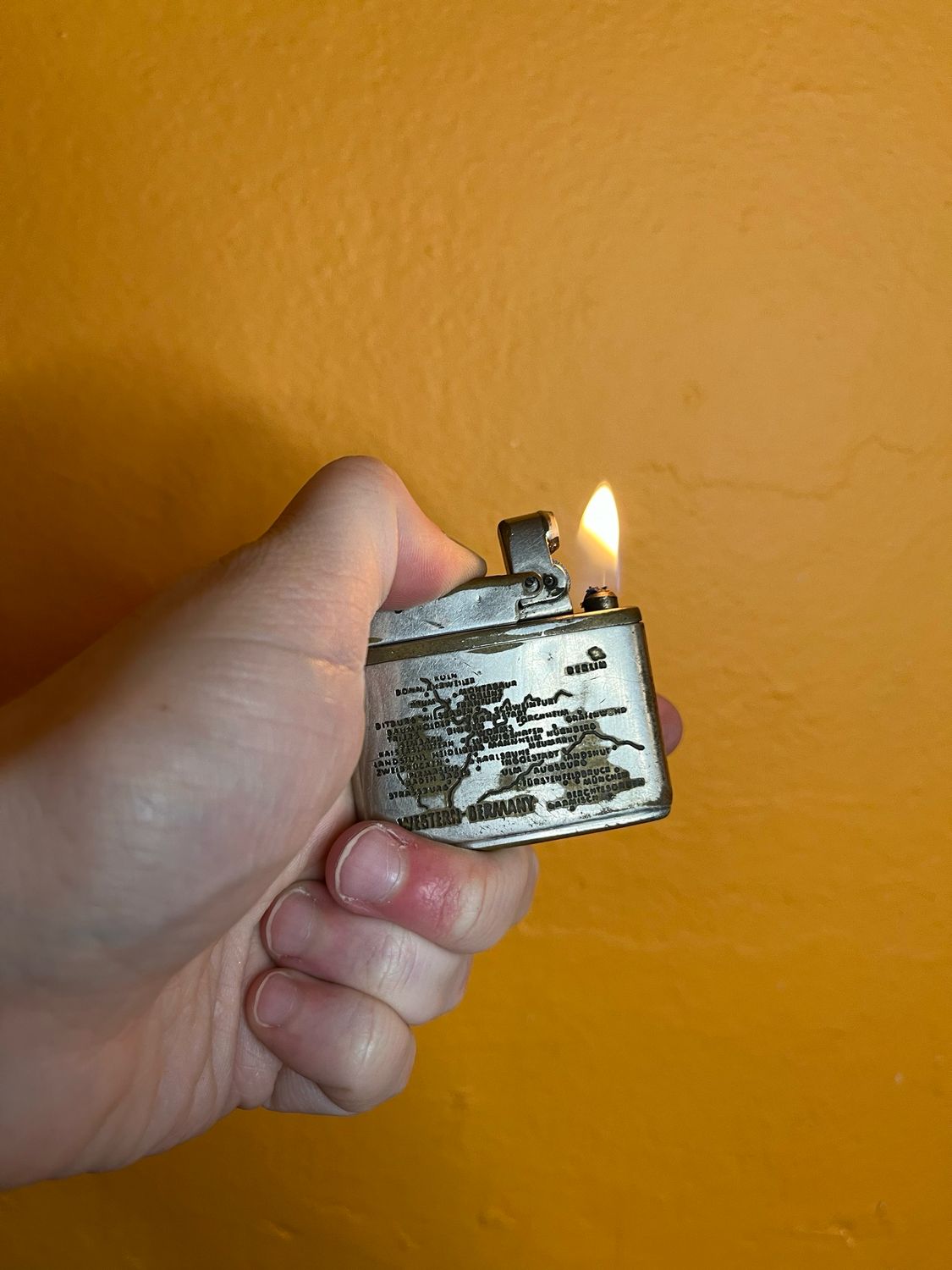 West Germany Map Consul Brand Military Flat Lighter