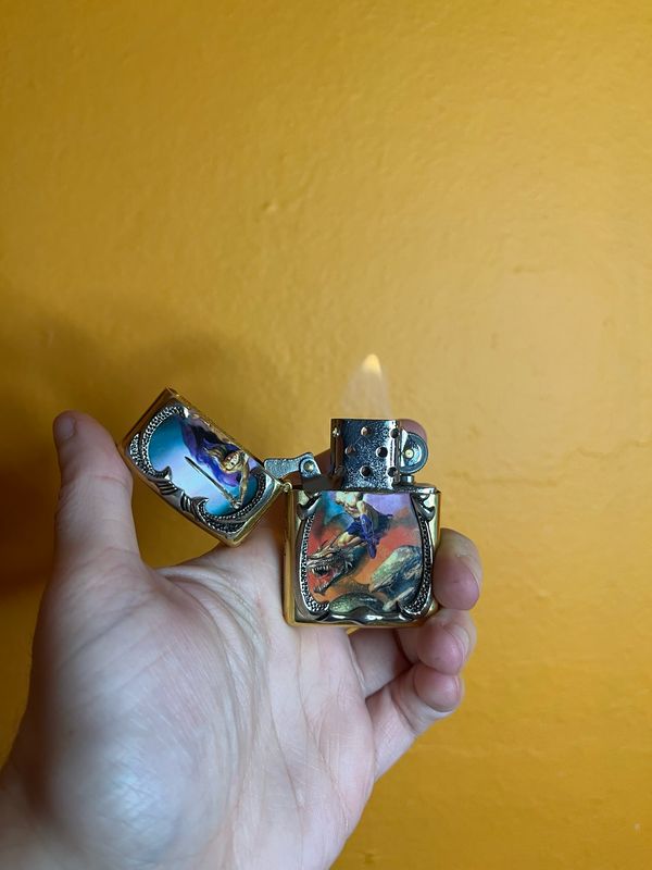 Knightstone Collections Dragon Rider Pinup Flip Top Lighter