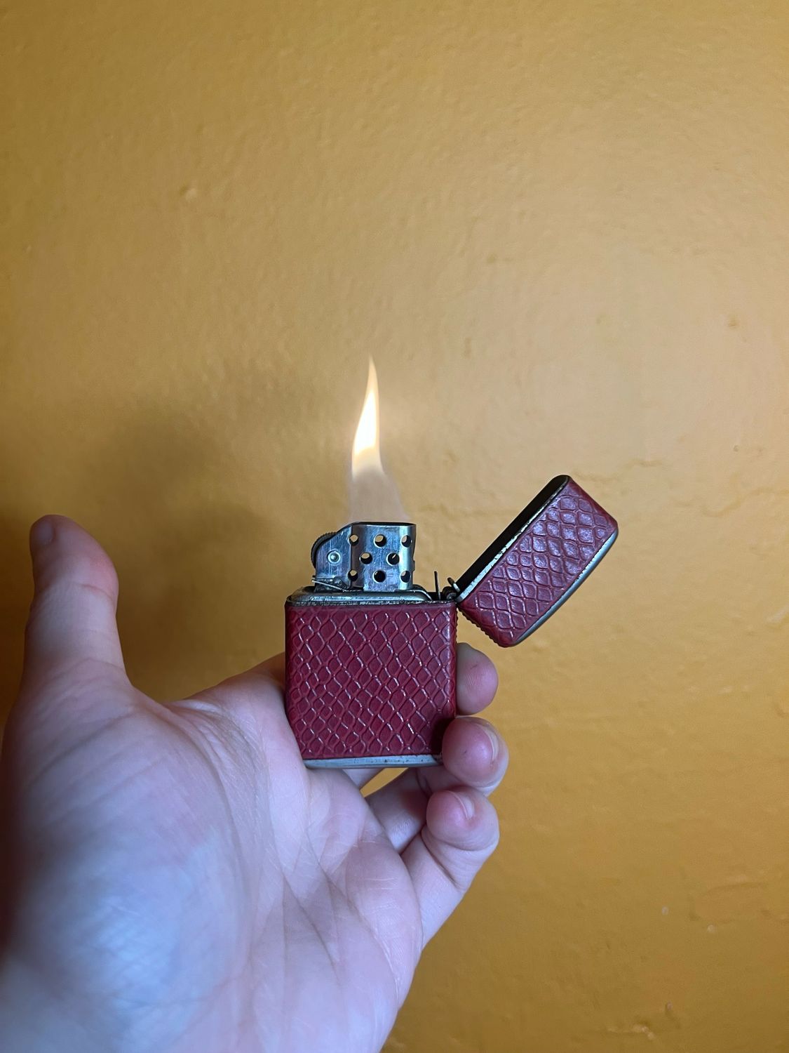 Red Pleather Flip Top Lighter