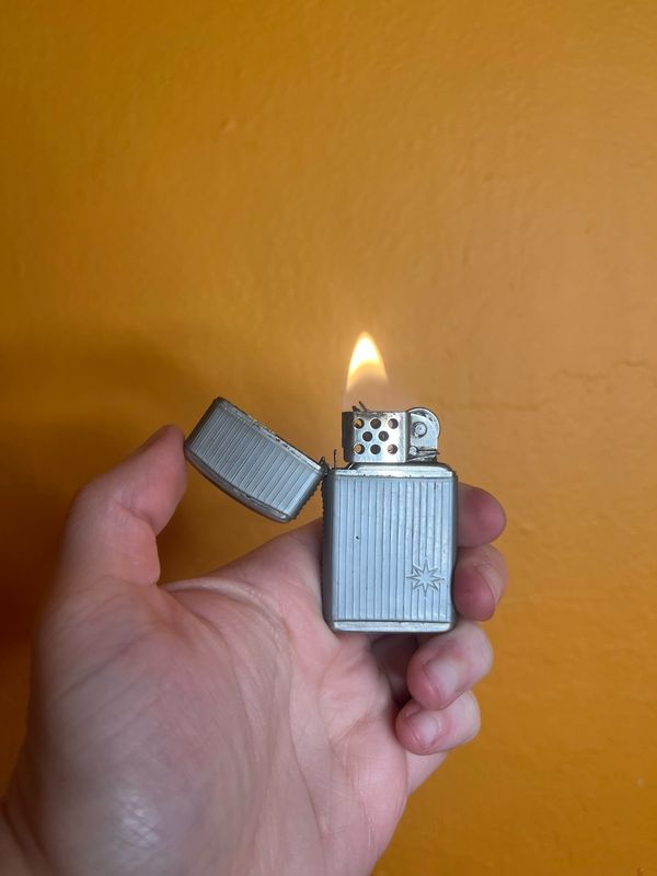 Steel Blue Austria Champ Trimlite Slim Flip Top Lighter