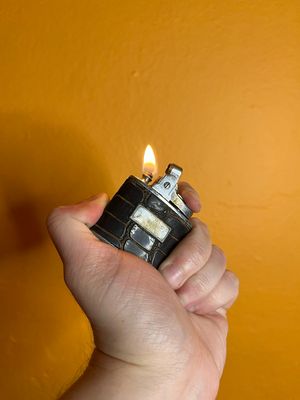 Distressed Black Leather Lighter