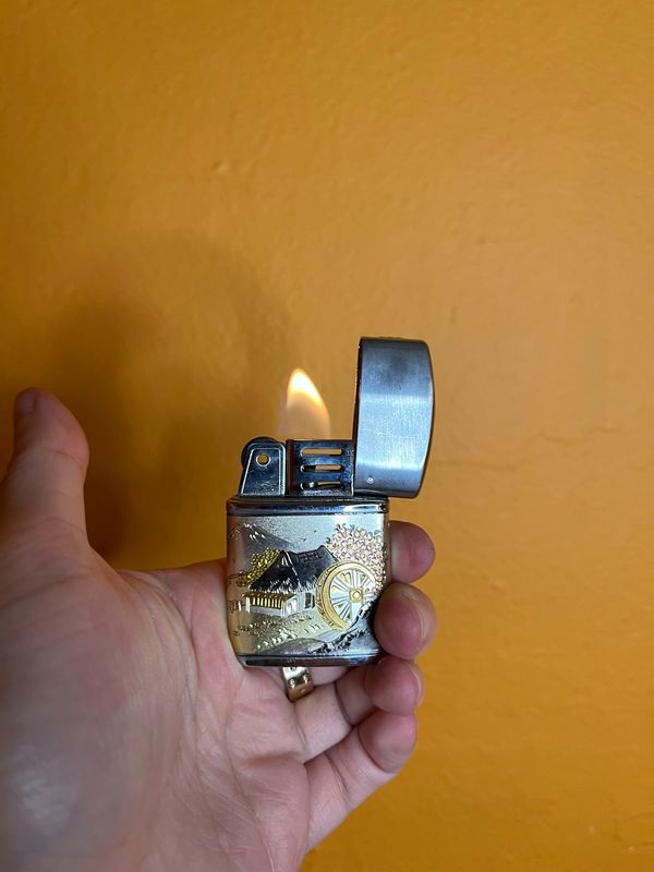 Electroform Japanese Water Wheel Scene Flip Top Lighter