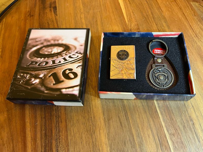 Police Torch Lighter Keyring Set