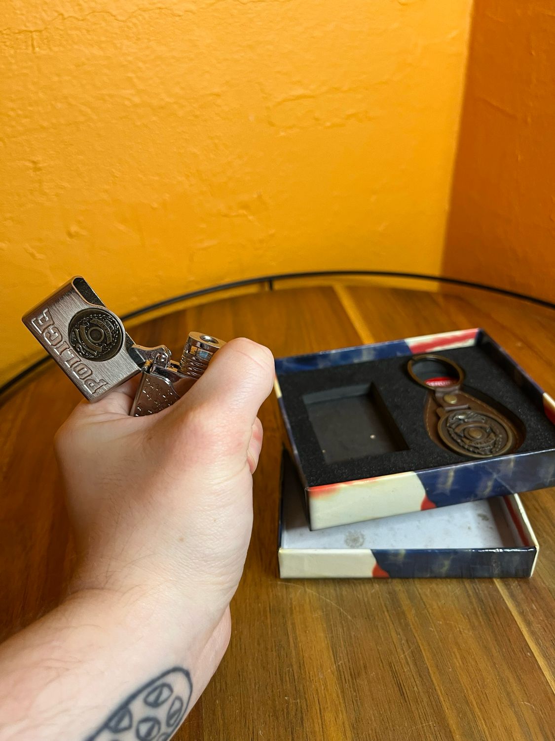 Police Torch Lighter Keyring Set