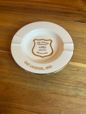 Road Roamers East Liverpool OH 22K Gold Kass China Ashtray