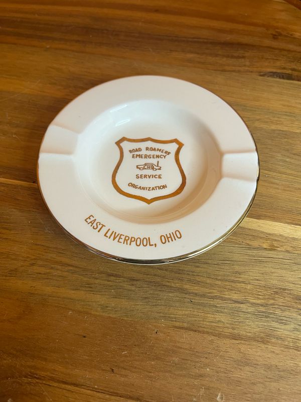 Road Roamers East Liverpool OH 22K Gold Kass China Ashtray
