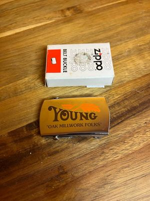 Young Oak Millwork Folk Zippo Belt Buckle
