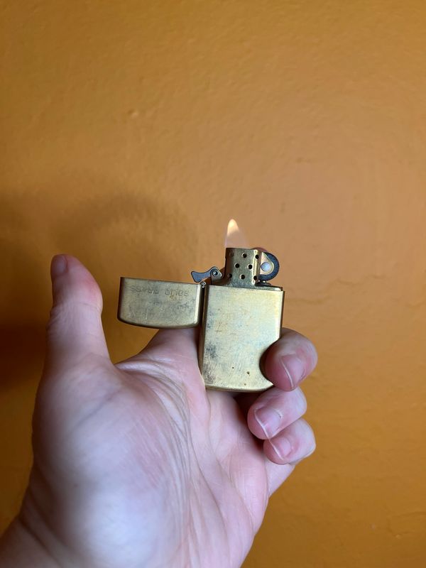 1990 Solid Brass Zippo Slim Lighter