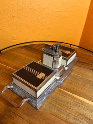 Early 20th Century Ronson Touch Tip Table Lighter Smoking Set
