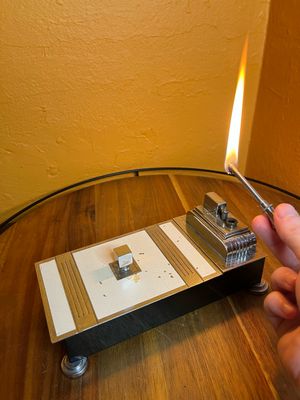 Early 20th Century Ronson Touch Tip Table Lighter Smoking Box Combo