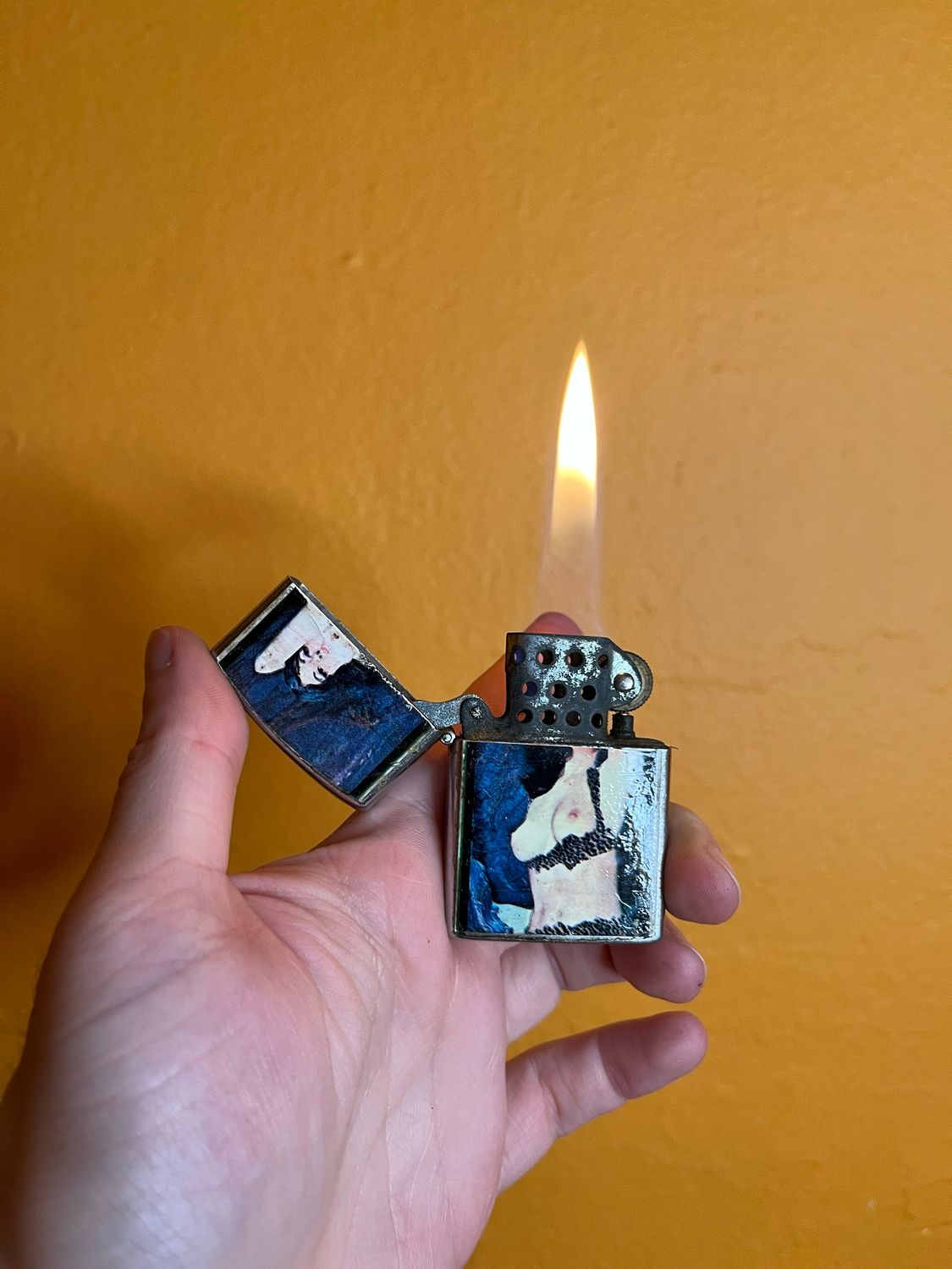 Worn Cheetah Print Pinup Flip Top Lighter