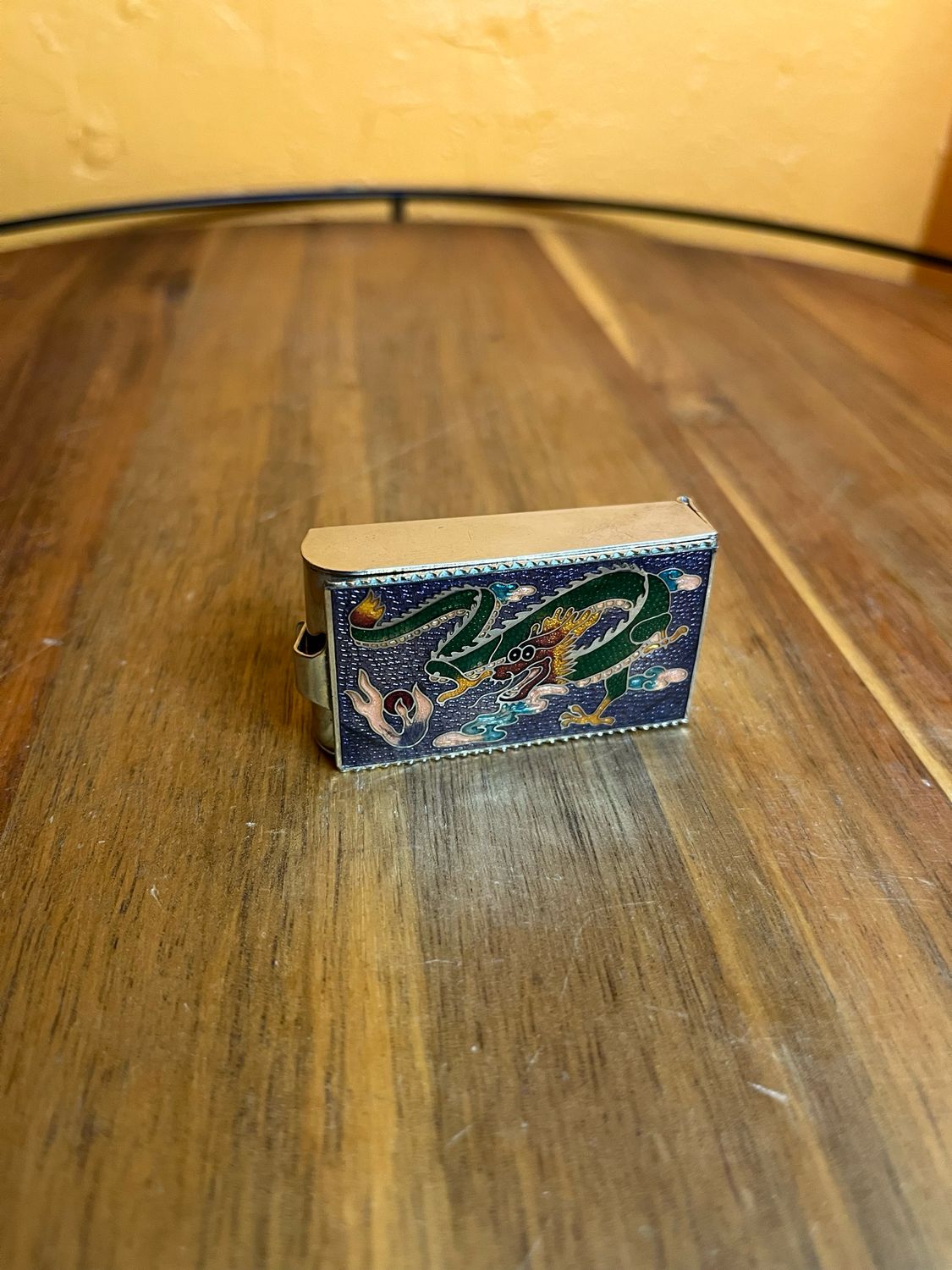Loong Dragon Cloisonné Match Holder Box