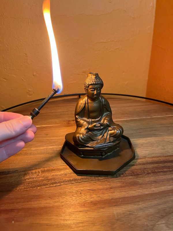 Seated Buddha Striker Permanent Match Table Lighter