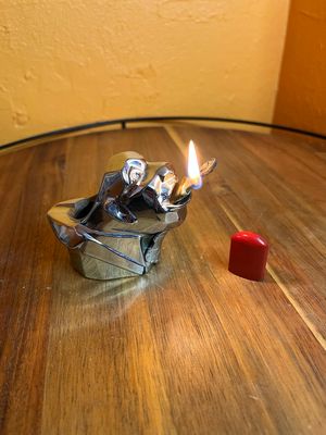 MEB Man Sticking Out Tongue Woolworth Building NY Cigarette Holder Table Lighter