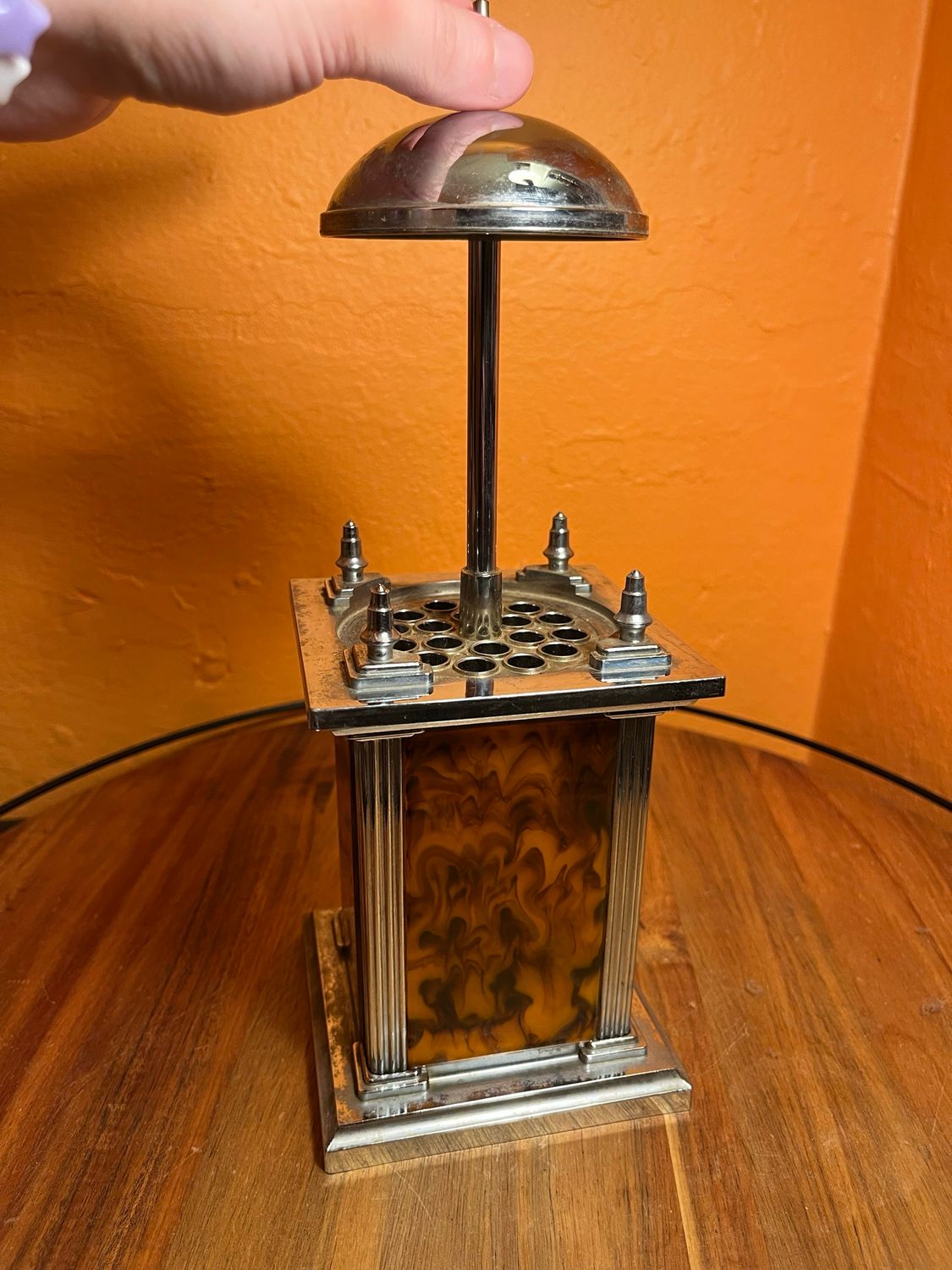 Chrome &amp; Imitation Tortoiseshell Musical Cigarette Dispenser