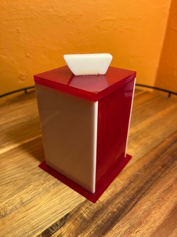 Red &amp; White Midcentury Modern Acrylic Cigarette Dispenser