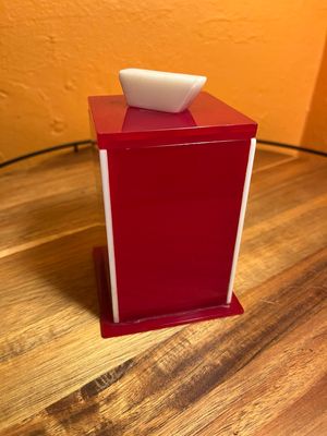 Red &amp; White Midcentury Modern Acrylic Cigarette Dispenser