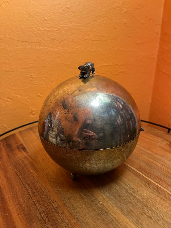 Late 1800s-Early 1900s Growling Puppy Cigarette &amp; Match Holder With Match Strike Strip