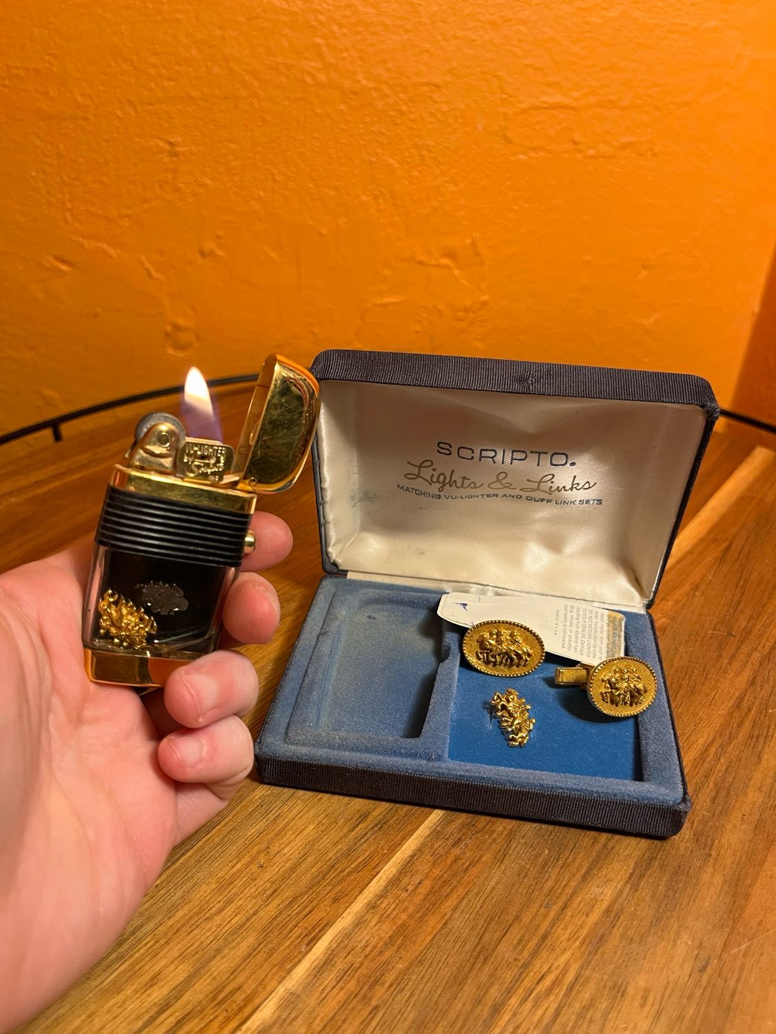 Scripto Lights &amp; Links Lighter Cuff Link Box Set