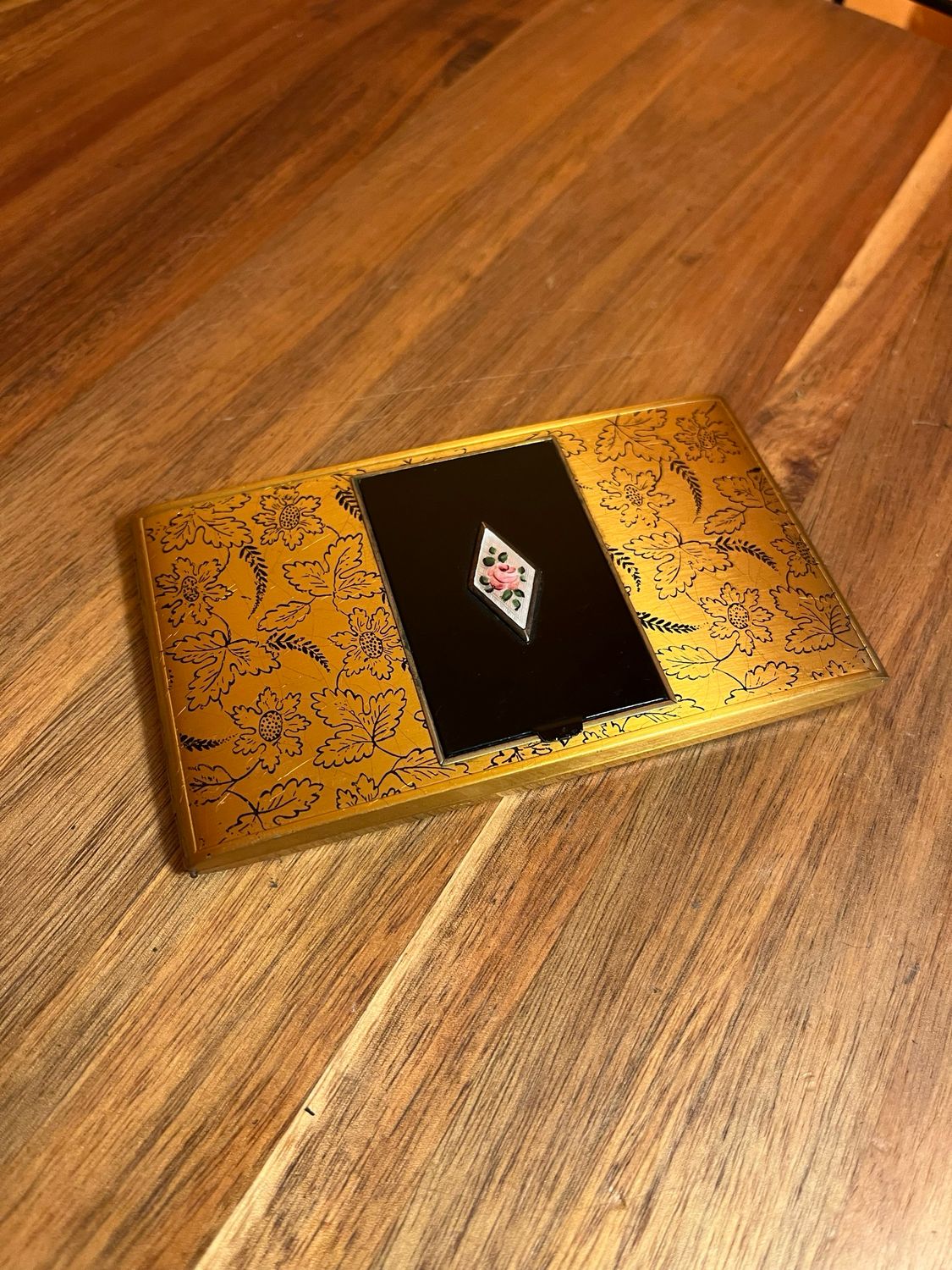 Ornate Rose Cigarette Case With Compact Mirror