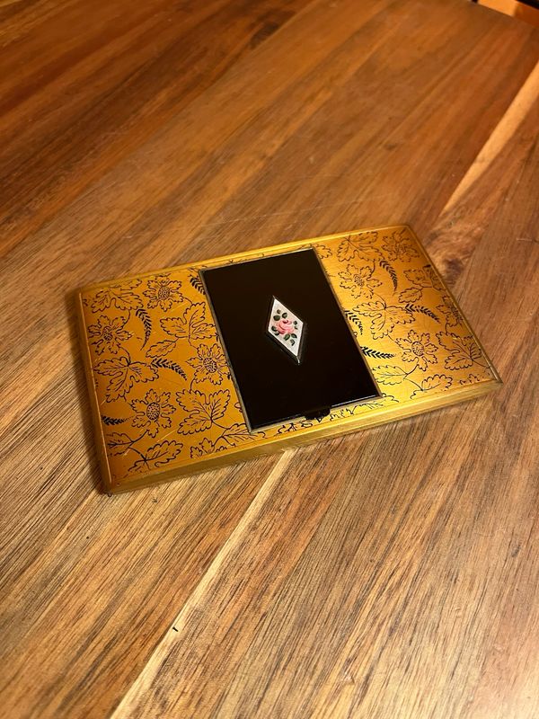 Ornate Rose Cigarette Case With Compact Mirror