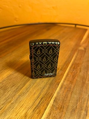 Curated Collection - Customized 2015 Red Border Black &amp; Gold Flame Logo Zippo Lighter