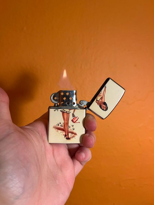 Watering The Garden Pinup Flip Top Lighter