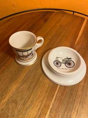 Light Rockaway &amp; Doryea’s Motor Wagon 1895 Match Holder Cup Ashtray Saucer Set