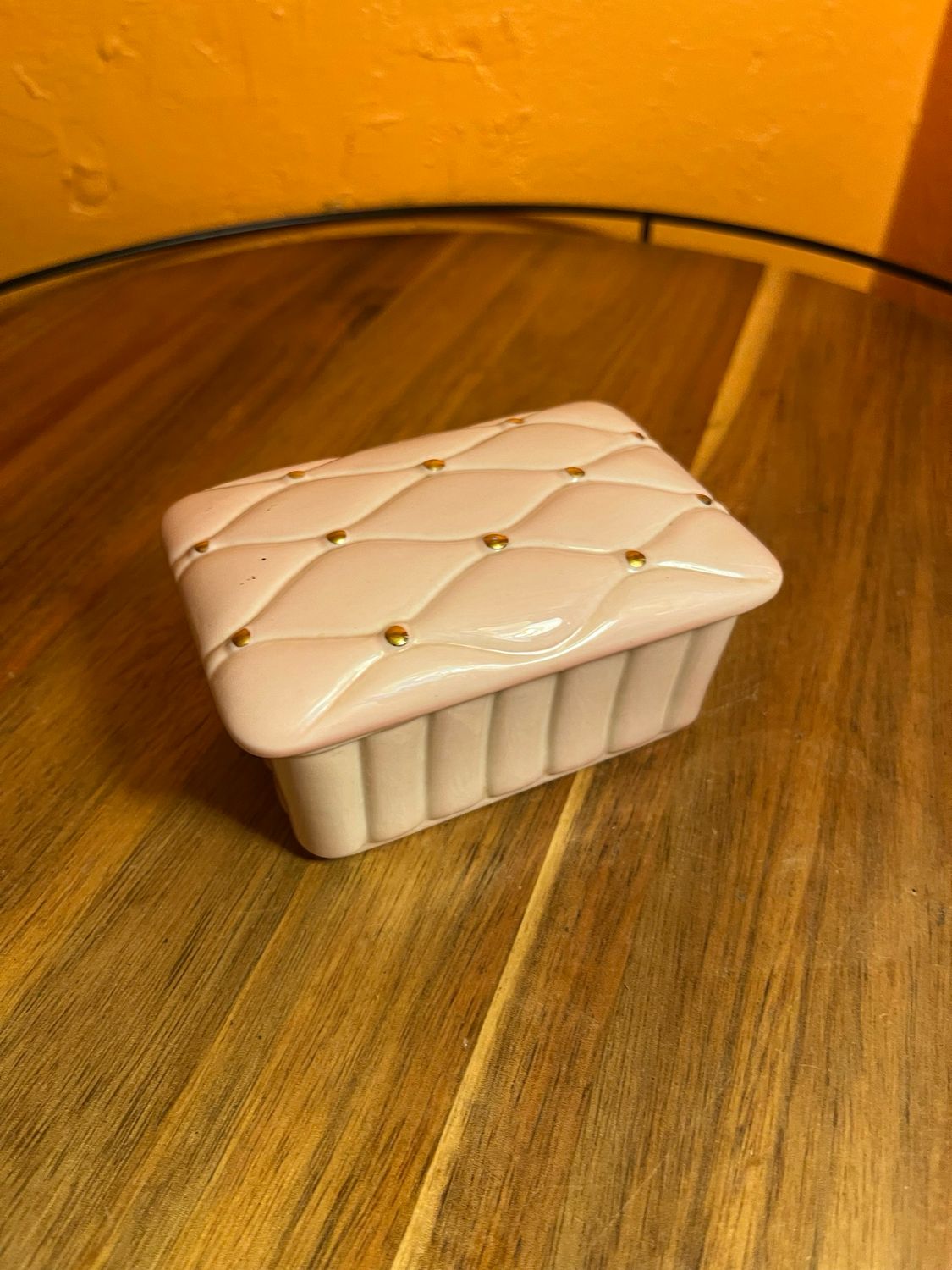 Quilted Pink Ceramic Box