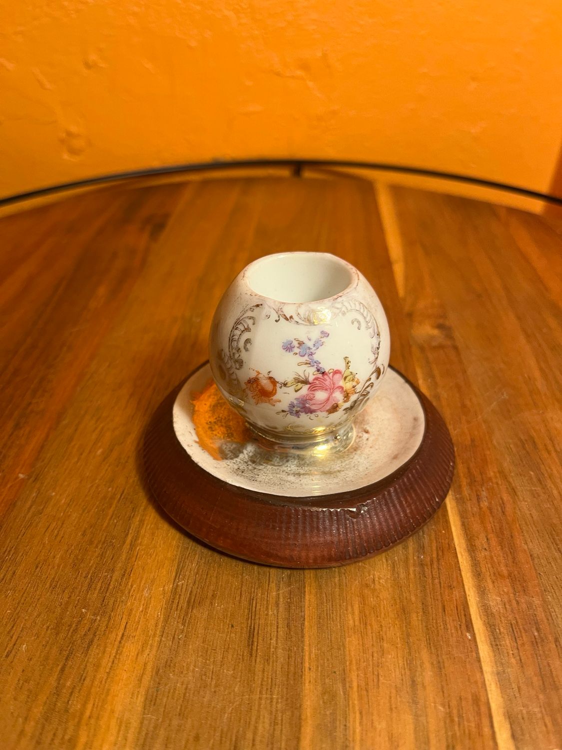 Floral Ceramic Match Holder Ashtray Combo