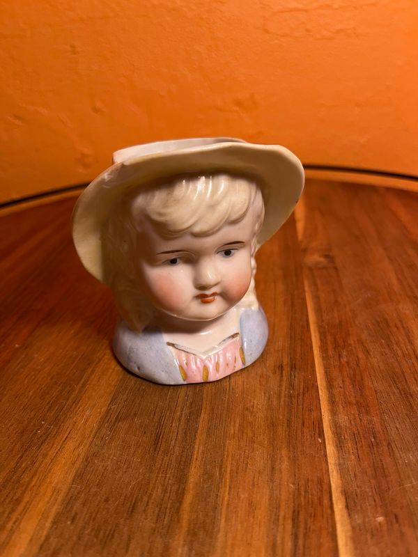 Rosy Cheeked Child Wall Hanging Ceramic Match Holder