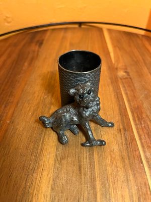 James W Tufts Boston MA Silver Plated Dog With Bone Match Holder