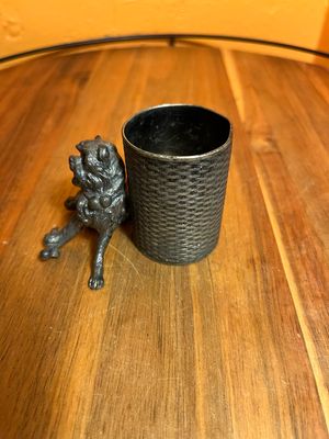 James W Tufts Boston MA Silver Plated Dog With Bone Match Holder