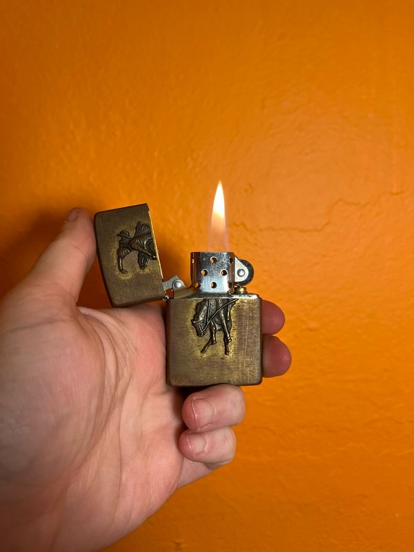 1994 Marlboro Country Store Cowboy Tarnished Brass Zippo Lighter