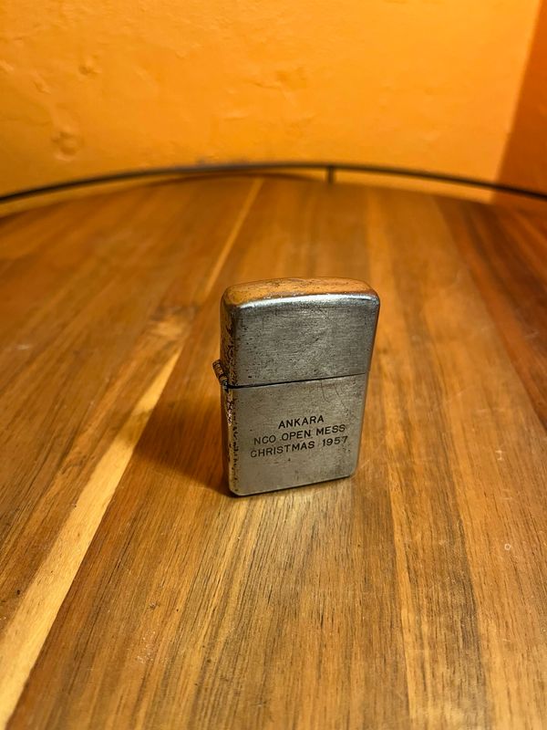 Turkey Map Ankara NCO Open Mess Christmas 1957 Military Flip Top Lighter