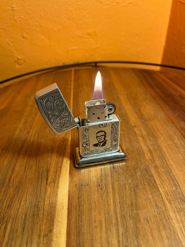 Founder Portrait Filigree Park Flip Top Table Lighter