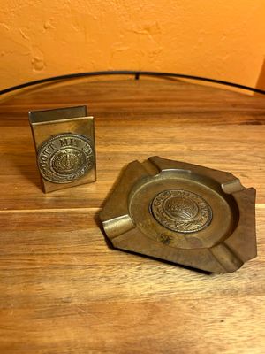 Gott Mit Uns God Be With Us German Matchbox Holder Ashtray Set