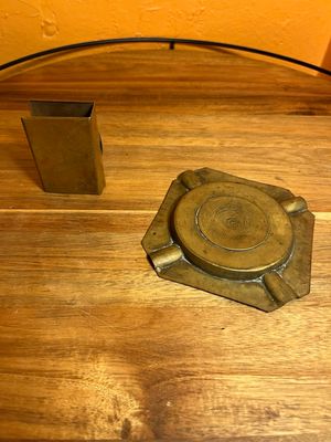 Gott Mit Uns God Be With Us German Matchbox Holder Ashtray Set